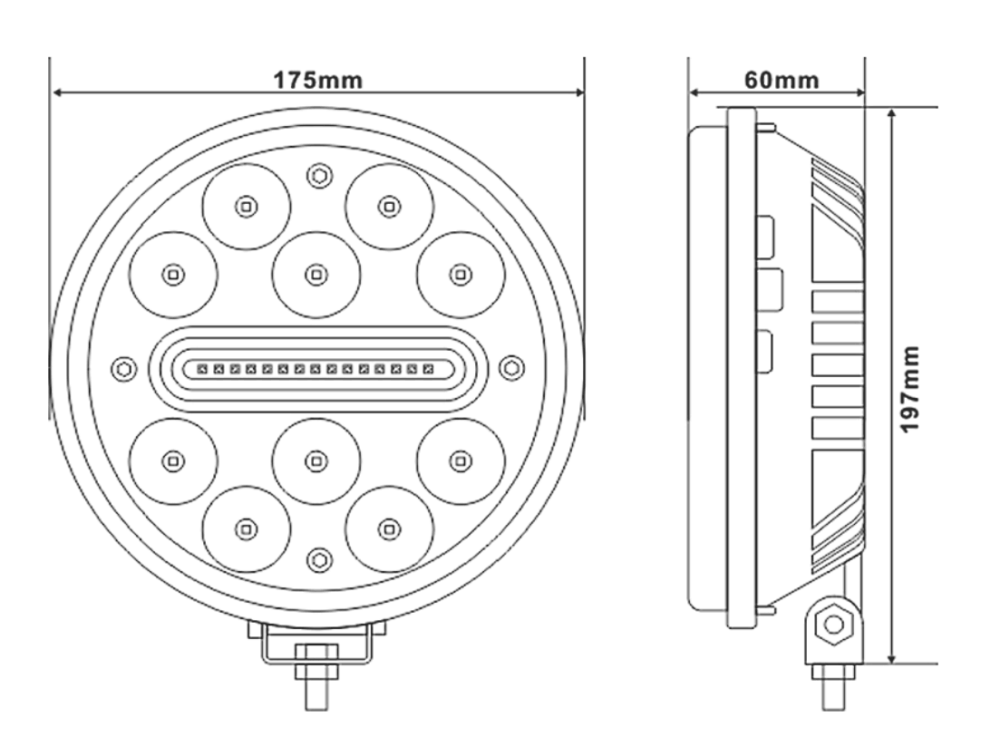 7 inch driving light dimension